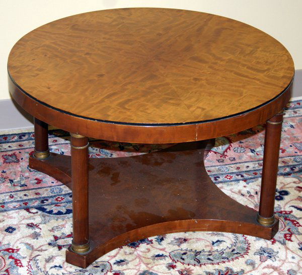 ROBERT IRWIN MAHOGANY OCCASIONAL TABLE, H 15": ROBERT IRWIN MAHOGANY OCCASIONAL TABLE, H 15", DIA 26":Including "Irwin" plaque on the underside.