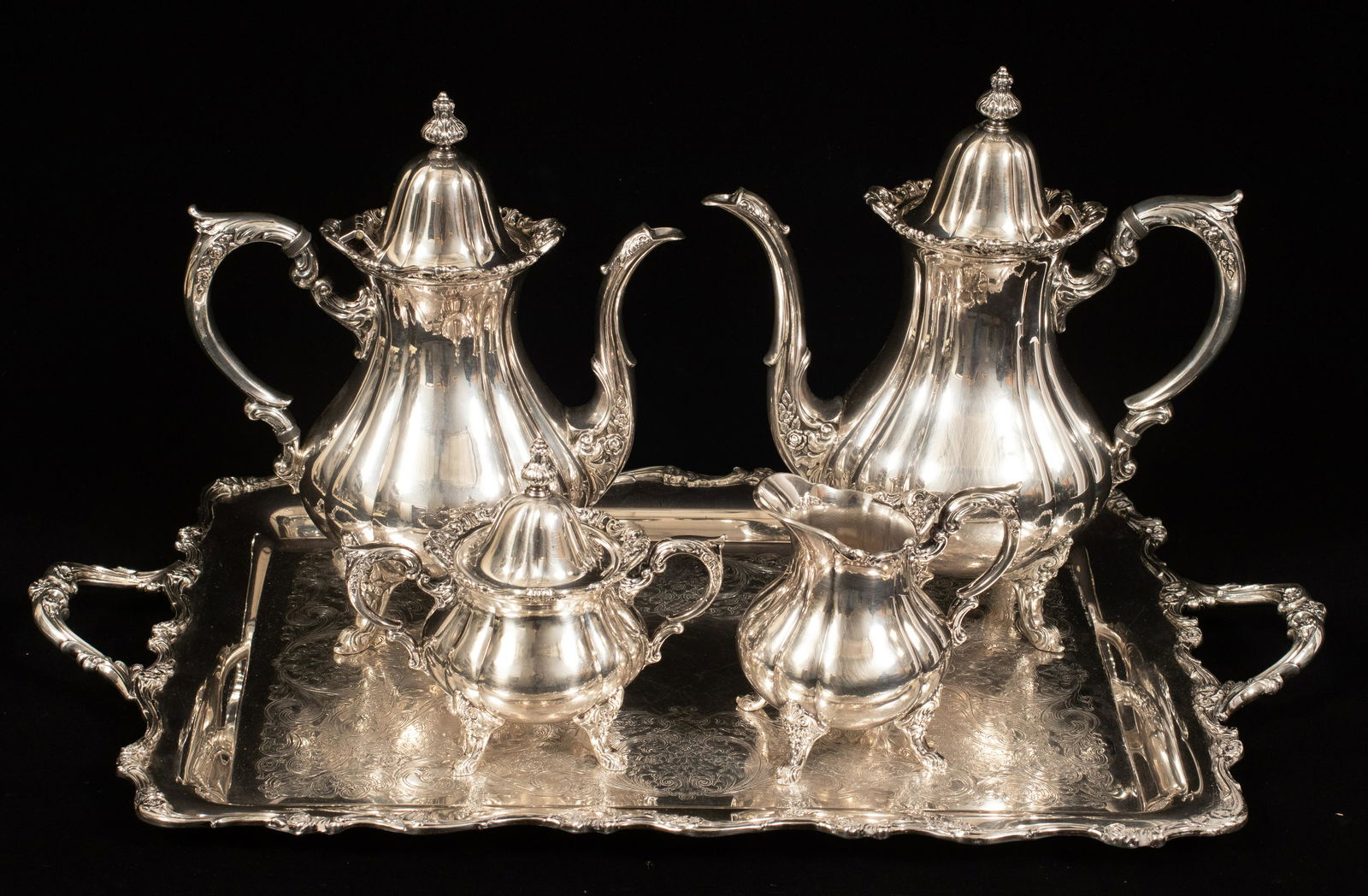 WALLACE SILVER PLATE TEA SET 4 PCS. "BAROQUE" + WILCOX (1 of 11)