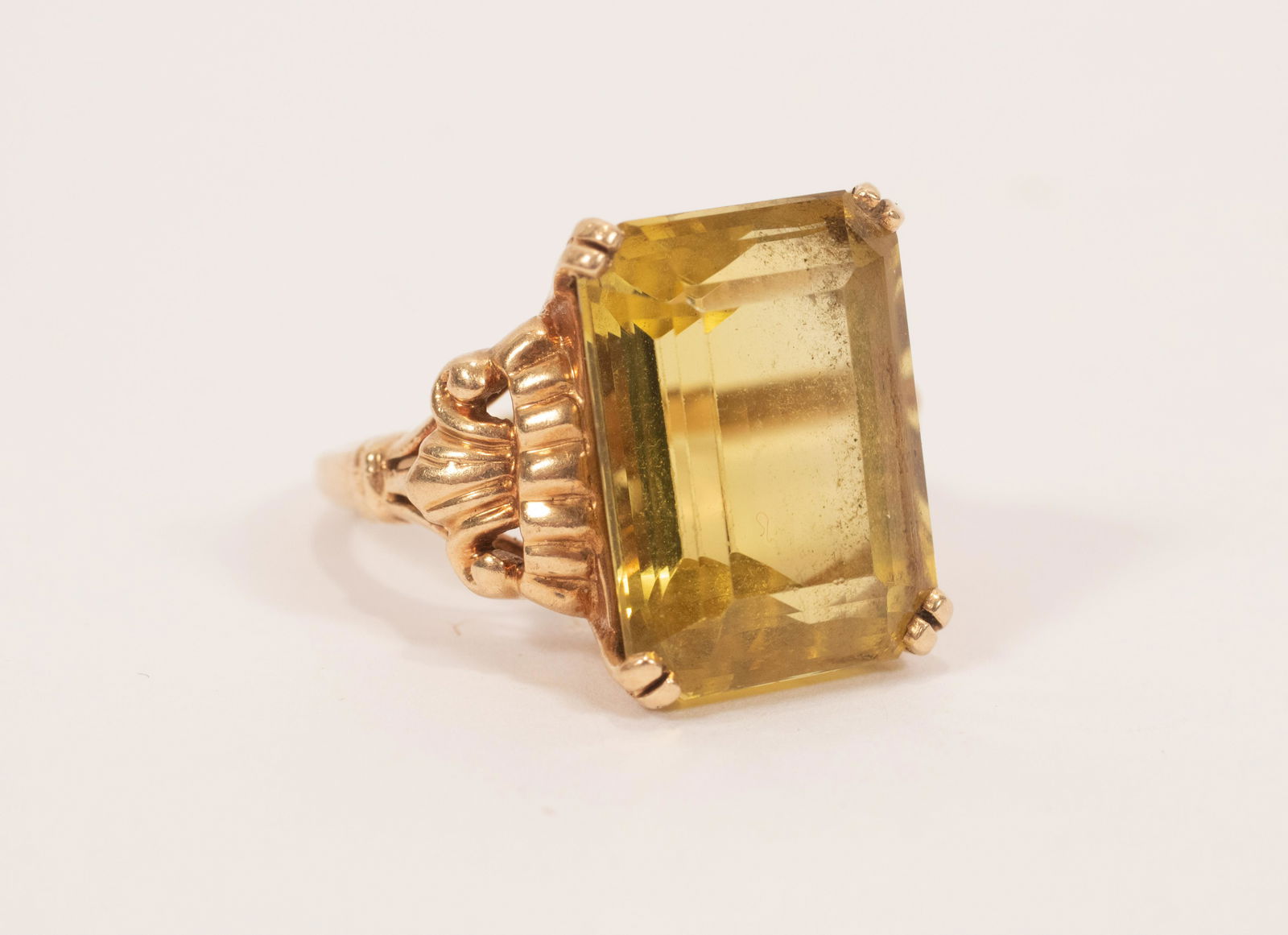 14K YELLOW GOLD AND CITRINE  RING  C. 1950 SIZE 7 (1 of 5)