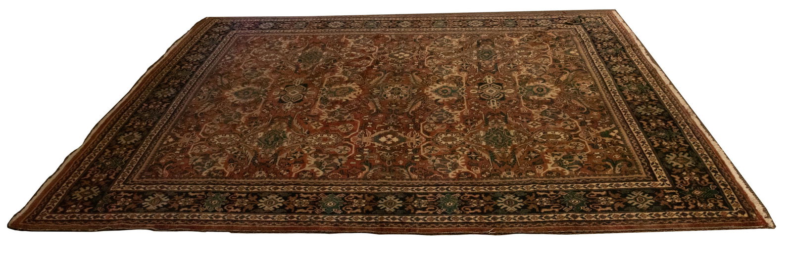 YURUK TURKISH WOOL CARPET, C 1900 W 10' 5", L 13' 7" (1 of 4)