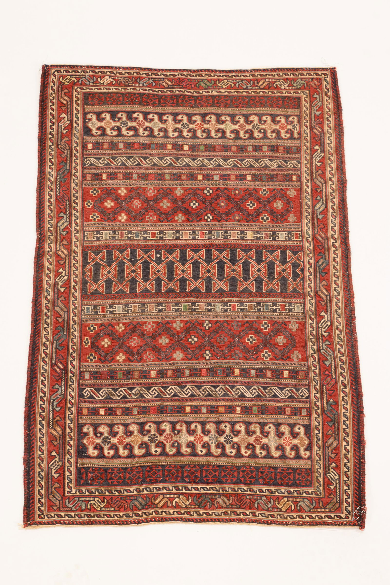 HAND WOVEN TRIBAL MAT C 1920 W 25" L 38" (1 of 4)