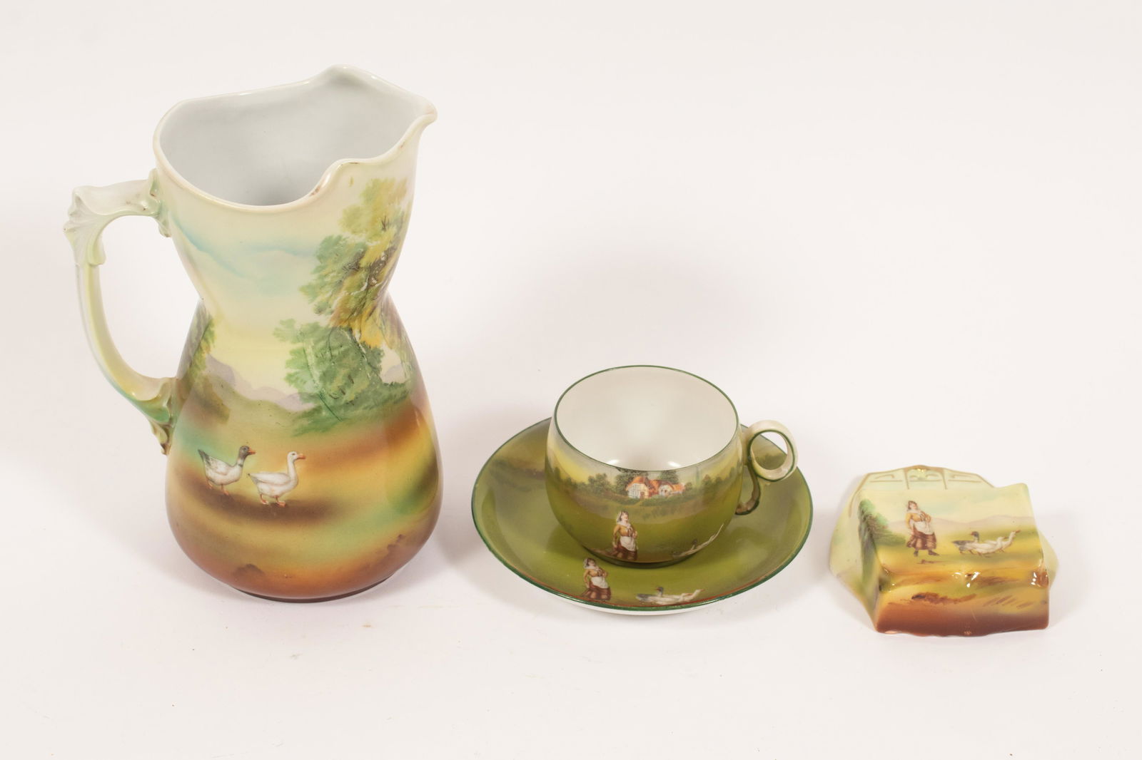 ROYAL BAYREUTH PITCHER, CUP, SAUCER,MATCH HOLDER C 1920 (1 of 11)