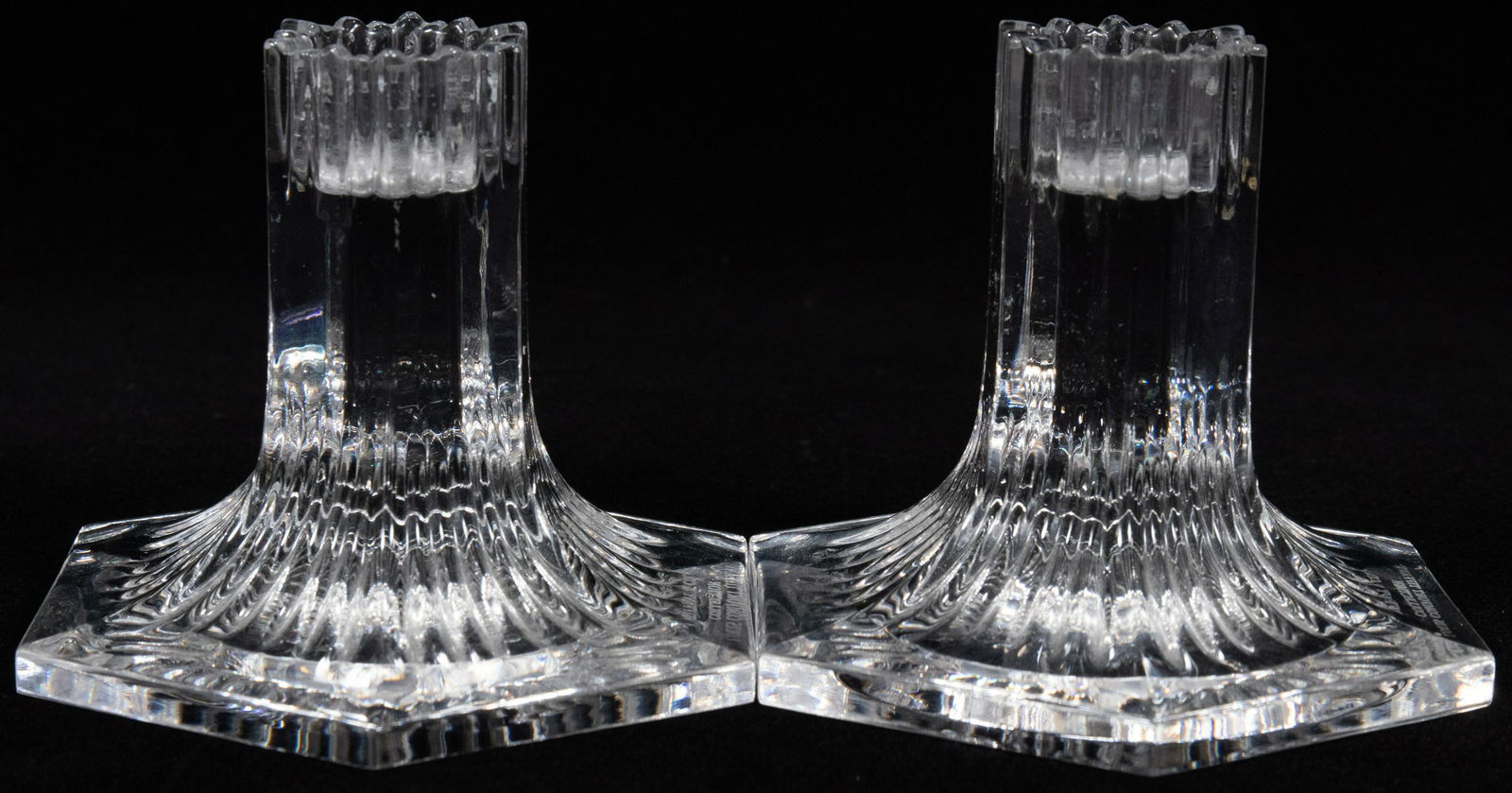 TIFFANY & CO. CRYSTAL CANDLESTICKS, 1992, PAIR, H 3", W (1 of 5)