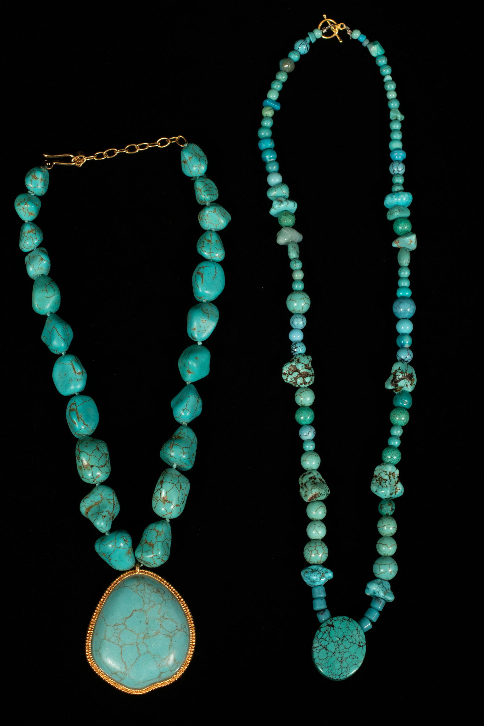 TURQUOISE NECKLACES, TWO L 24" (1 of 9)