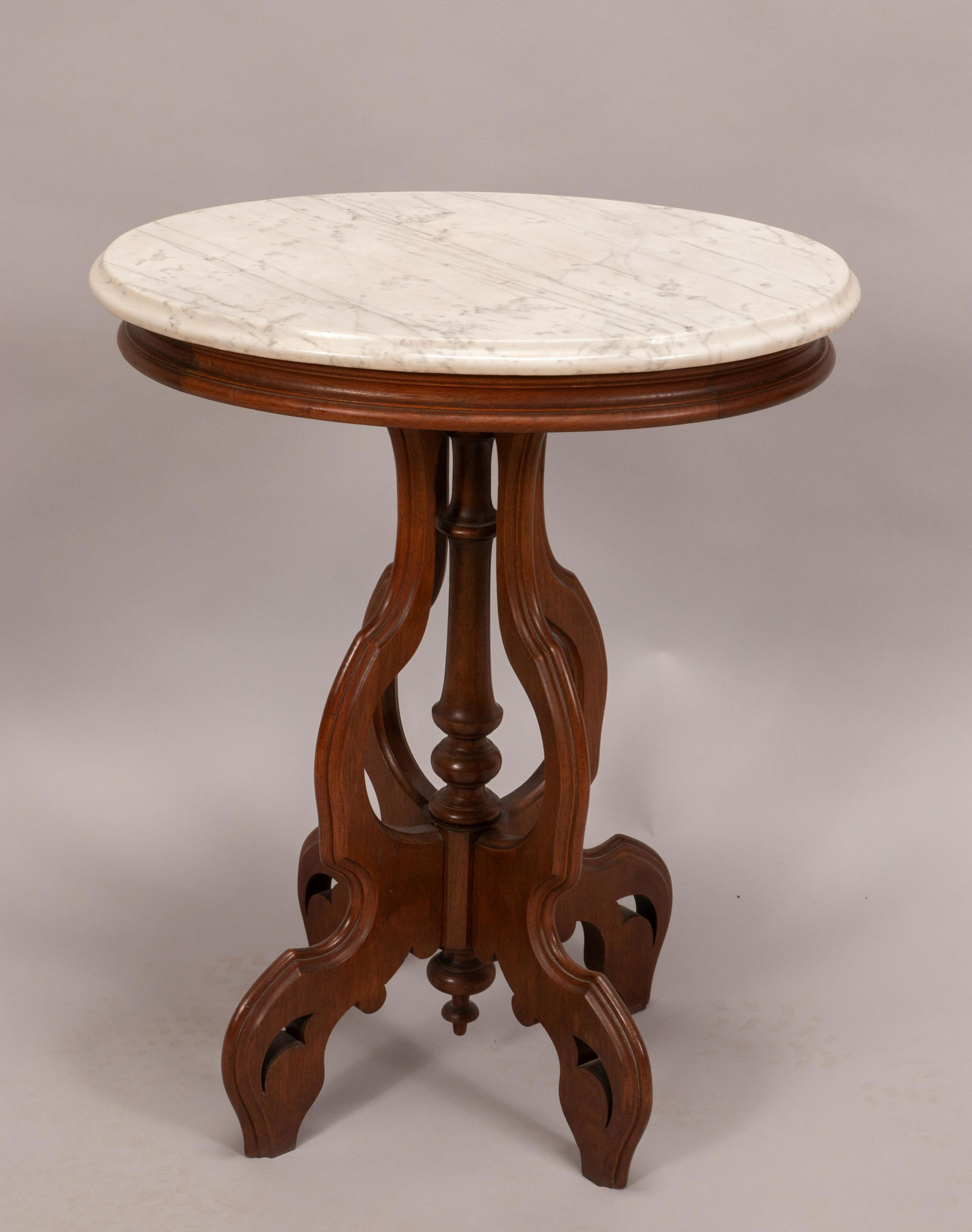 MARBLE TOP WALNUT TABLE C 1870 H 28" W 22" L 17" (1 of 5)
