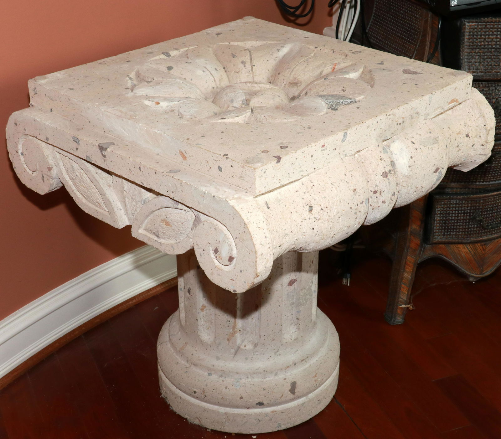 CONCRETE PEDESTAL TABLE, H 30", W 26" (1 of 3)