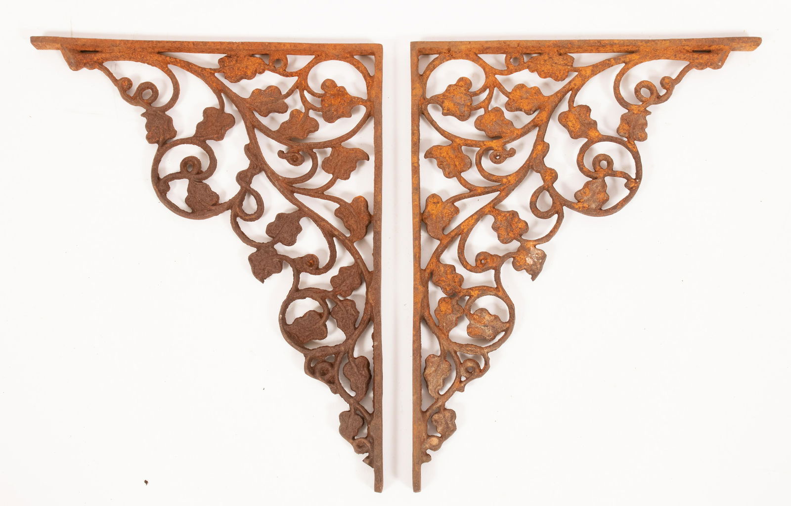 CAST IRON, WALL BRACKETS C 1880 PAIR, H 18" W 14.5" (1 of 4)