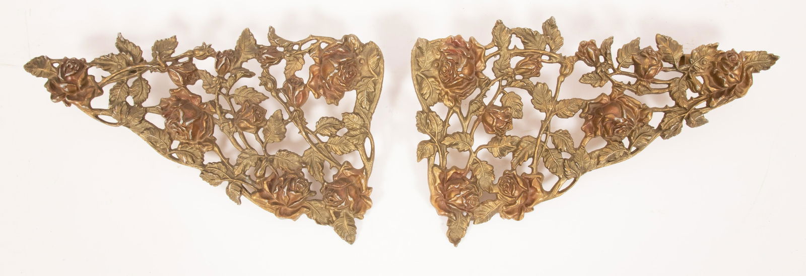 BRASS WALL BRACKETS PAIR H 12.5" W 7.5 (1 of 7)
