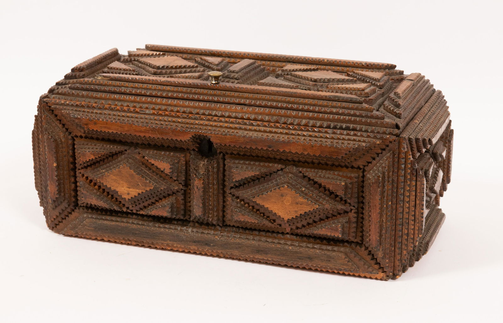 TRAMP ART CASE,  C 1900 H 6.5" L 15" D 8" (1 of 4)