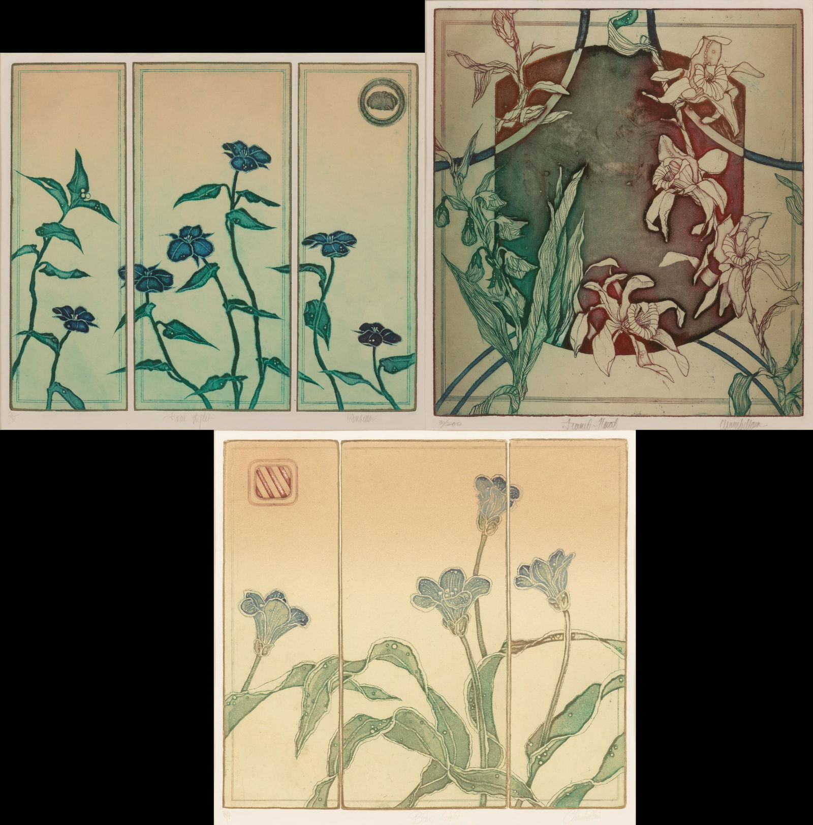 CHAMBERLAIN, AQUATINT ETCHINGS ON PAPER, 3 PCS, H (1 of 16)