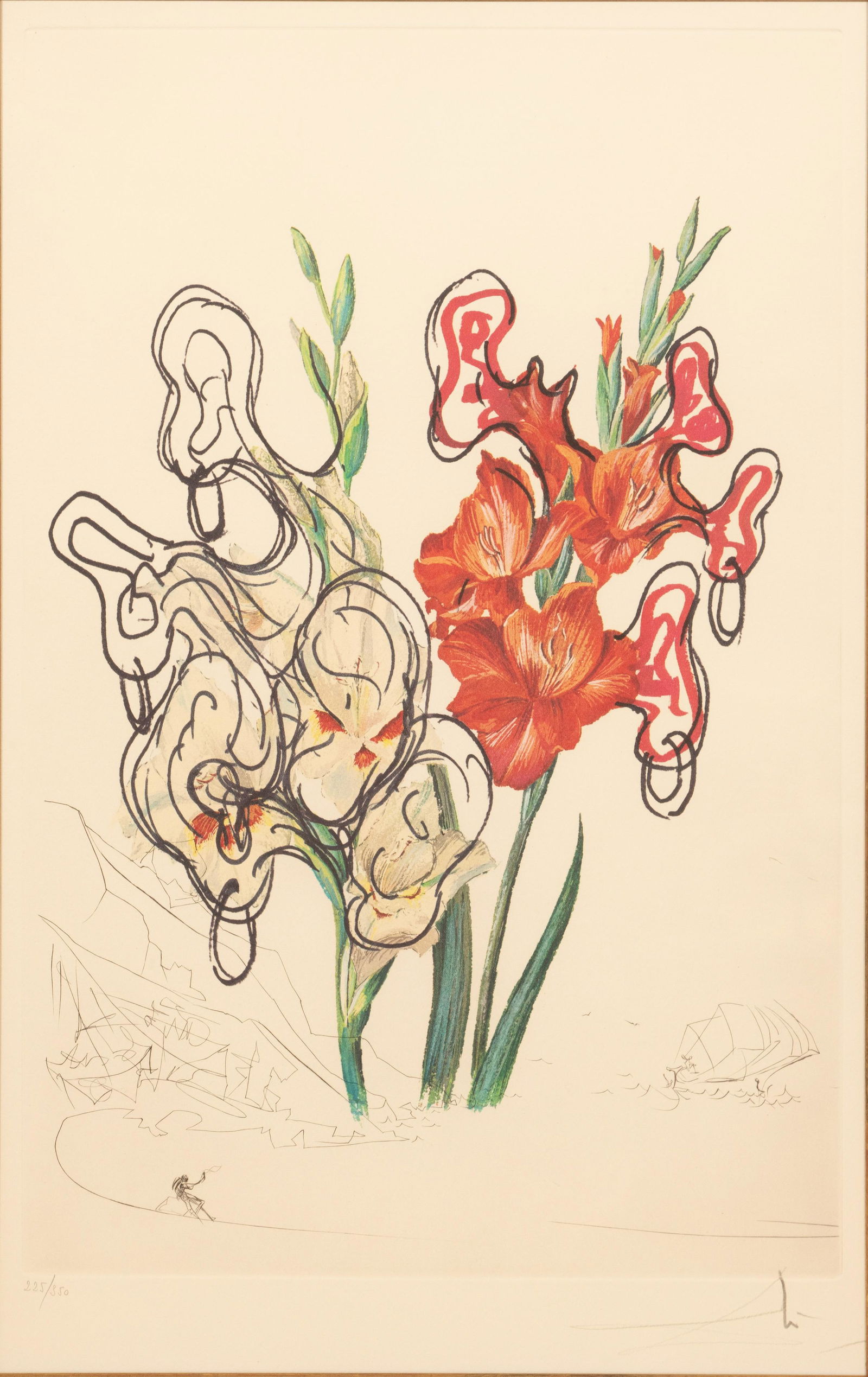 MIXED MEDIA PRINT ON ARCHES PAPER H 24", W 15", FLOWERS (1 of 5)