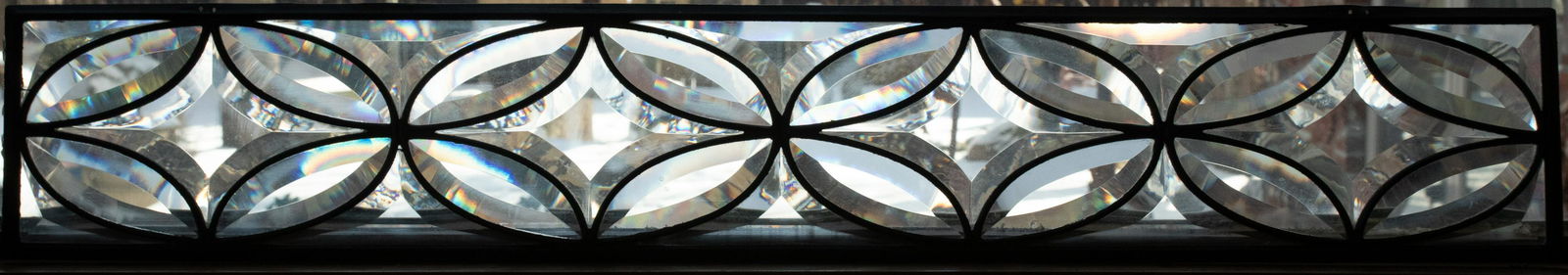 LEADED BEVELED CLEAR GLASS WINDOW PANE C.1900 H 39" W (1 of 6)