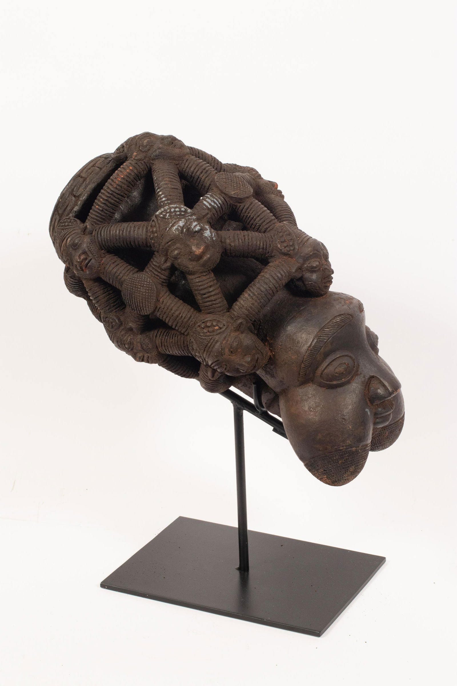 BAMUN CAMEROON, AFRICAN CERAMIC PIPE H 18.5" W 11" L (1 of 8)