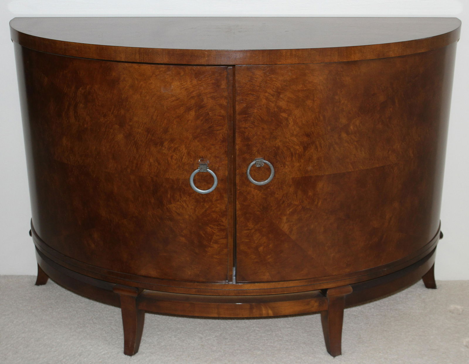 CENTURY FURNITURE CO MAHOGANY BOW FRONT COMMODE, C 1940 (1 of 4)