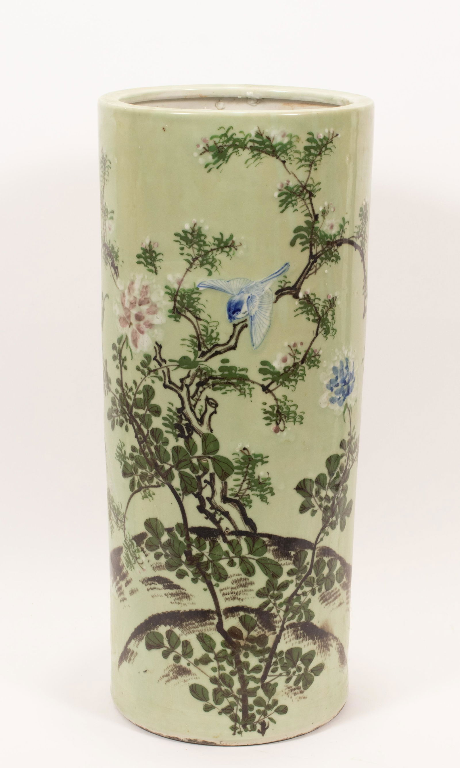 CHINESE CELADON PORCELAIN UMBRELLA STAND C 1900 H 24" (1 of 6)