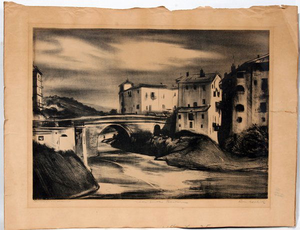 BORIS GORELICK WPA LITHO NEAR SANTA BARBARA: BORIS GORELICK (1912-1984), WPA LITHOGRAPH, C. 1935, 12" X 16", 'NEAR SANTA BARBARA', NOT FRAMED:Pencil signed lower right, titled at the center, published by the New York City WPA Art Project, paper