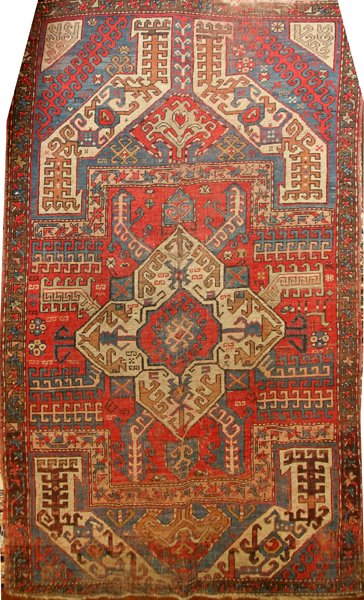 RUSSIAN ANTIQUE RUG, C. 1900, 8' 0" X 4' 4": RUSSIAN ANTIQUE RUG, C. 1900, 8' 0" X 4' 4":