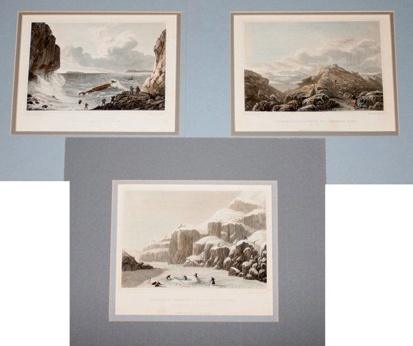 COLORED ENGRAVINGS PUBLISHED BY JOHN MURRAY, 3: HAND COLORED ENGRAVINGS PUBLISHED BY JOHN MURRAY, 3, C. 5 1/2" X 8" IMAGE:From Sir John Franklin's polar expedition; 1820, 1821, 1823; drawn by lieutenants Back and Hood; engraved by Edward Finden; ma