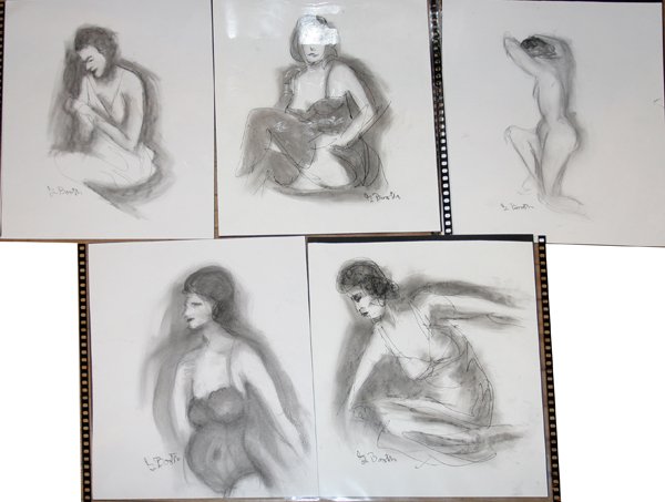 GEORGE BOOTH FIGURE & PORTRAIT STUDIES 10 LOT: GEORGE BOOTH FIGURE & PORTRAIT STUDIES 10 LOT:Scarab Club, Wayne State instructor