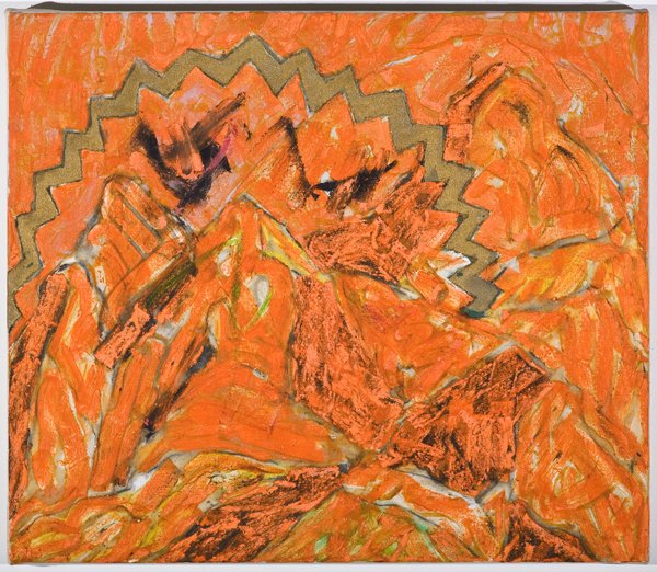 MICHAEL GOLDBERG, ACRYLIC ON CANVAS 1983, 27": MICHAEL GOLDBERG, ACRYLIC ON CANVAS 1983, 27" X 23", 'UNTITLED':Michael Goldberg (1924-2007) . Mr. Goldberg was a painter of strong convictions who in his youth was influenced by the gestural Abstract