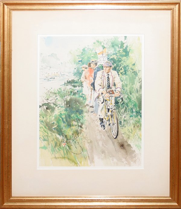 GORDON KING, WATERCOLOR 14" X 10", 'OLD BLADES': GORDON KING, WATERCOLOR 14" X 10", 'OLD BLADES', BRITISH BORN 1939:Signed lower left.