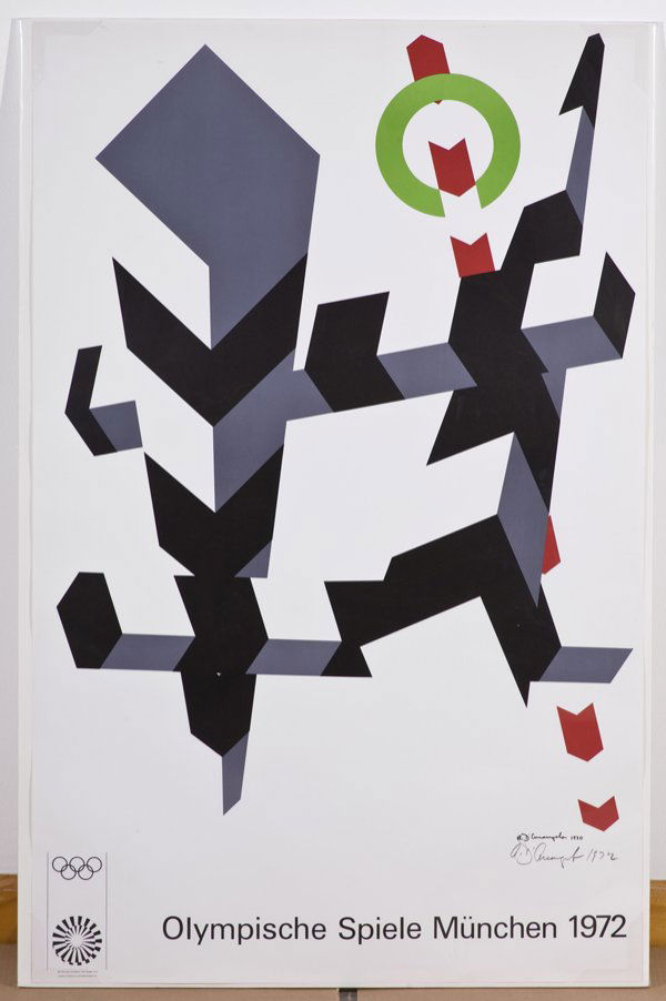 ALLAN D'ARCANGELO POSTER 1972 MUNICH OLYMPIC: ALLAN D'ARCANGELO, POSTER 1972 26" X 40", MUNICH OLYMPIC POSTER: Sold to benefit the Detroit Institute of Art.
