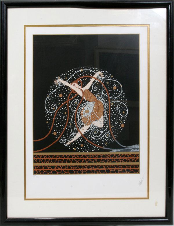 ROMAIN DE TIRTOFF ERTE, SERIGRAPH, #71/300: ROMAIN DE TIRTOFF ERTE, SERIGRAPH, #71/300, 21" X 16", 'ONDEE':Signed. Framed. 21" x 16 1/2".