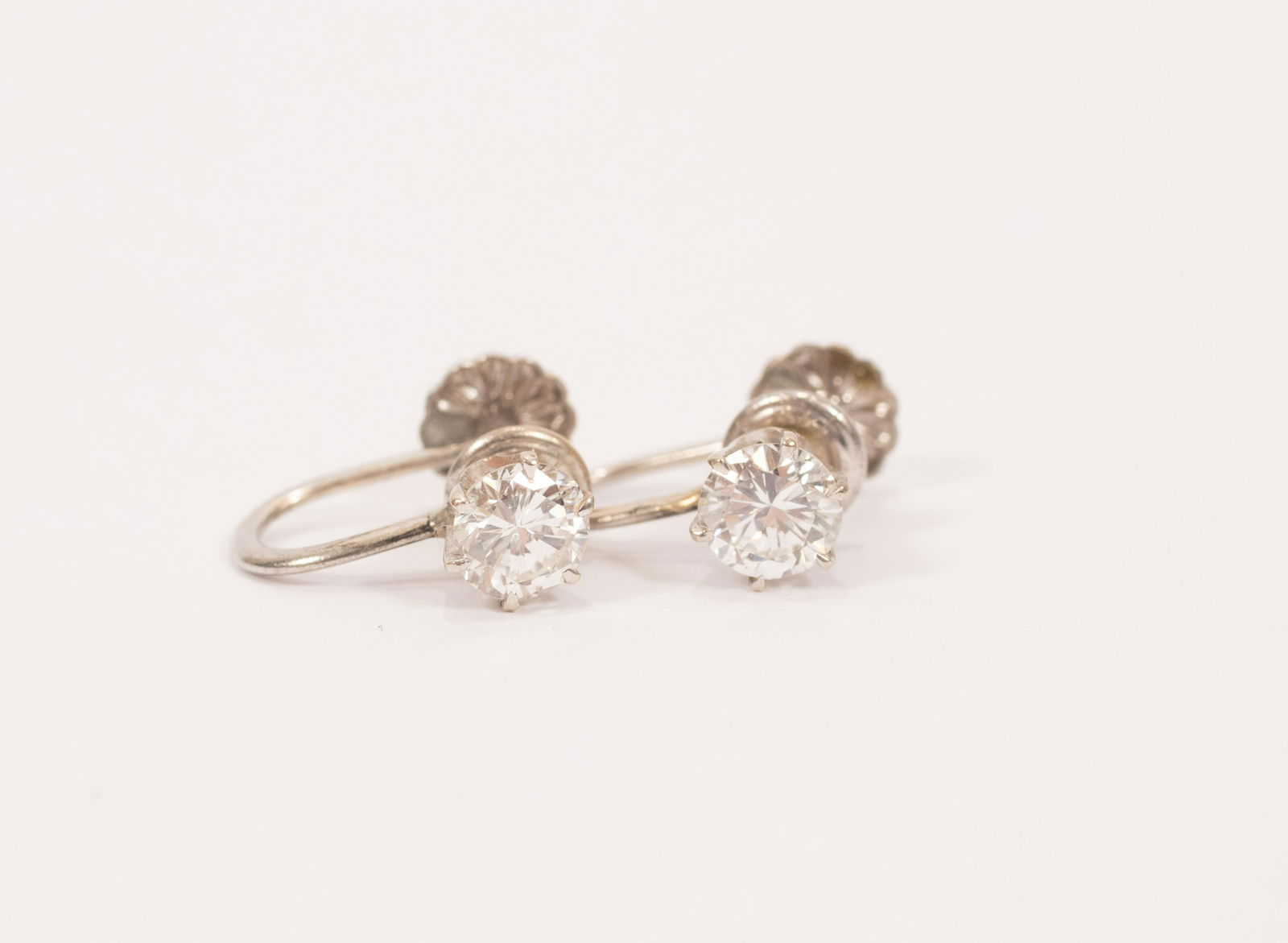 DIAMOND AND 14KT WHITE GOLD  EARRINGS .78CT TW (1 of 6)