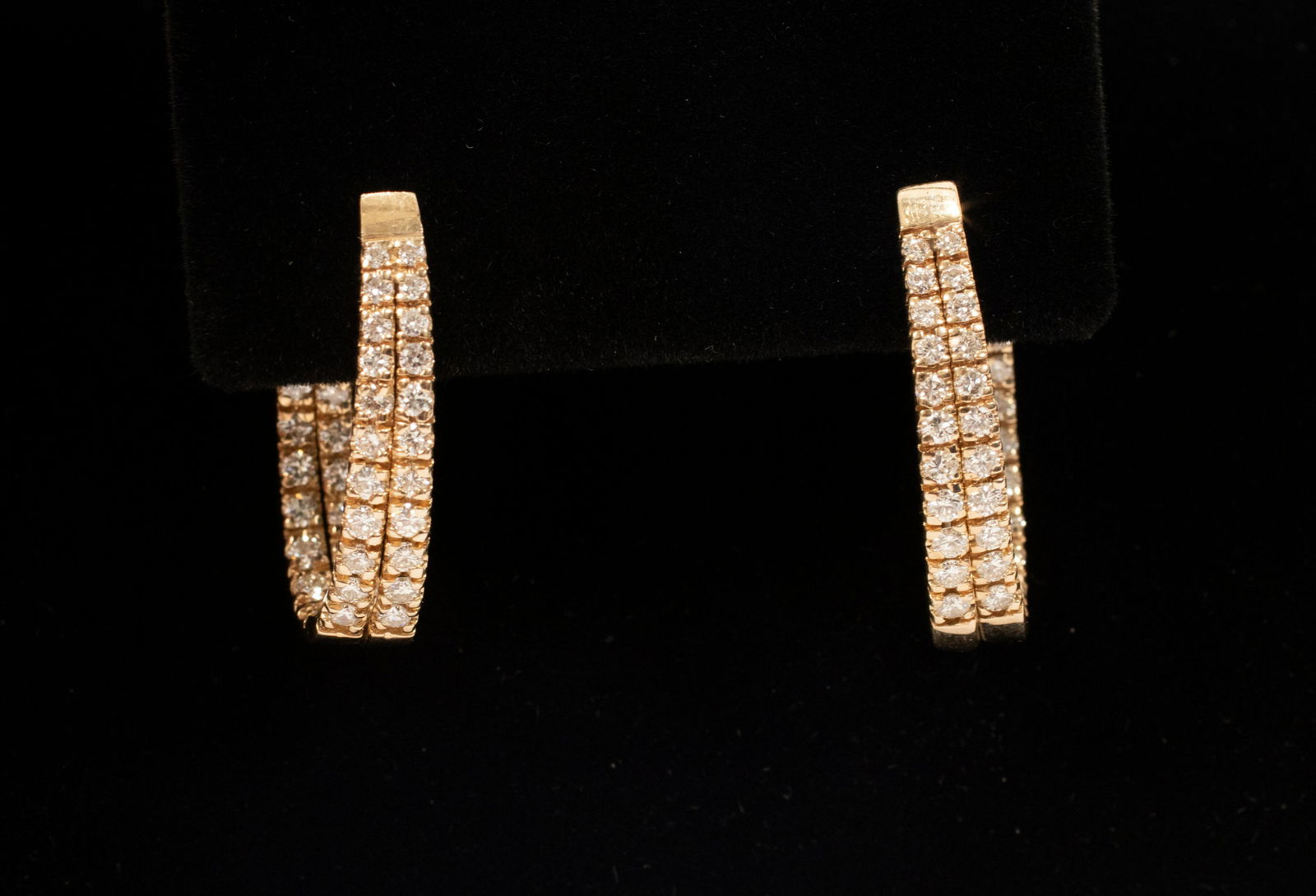 UNMARKED GOLD & DIAMOND EARRINGS, H 1.25", W 1/4", T.W. (1 of 7)