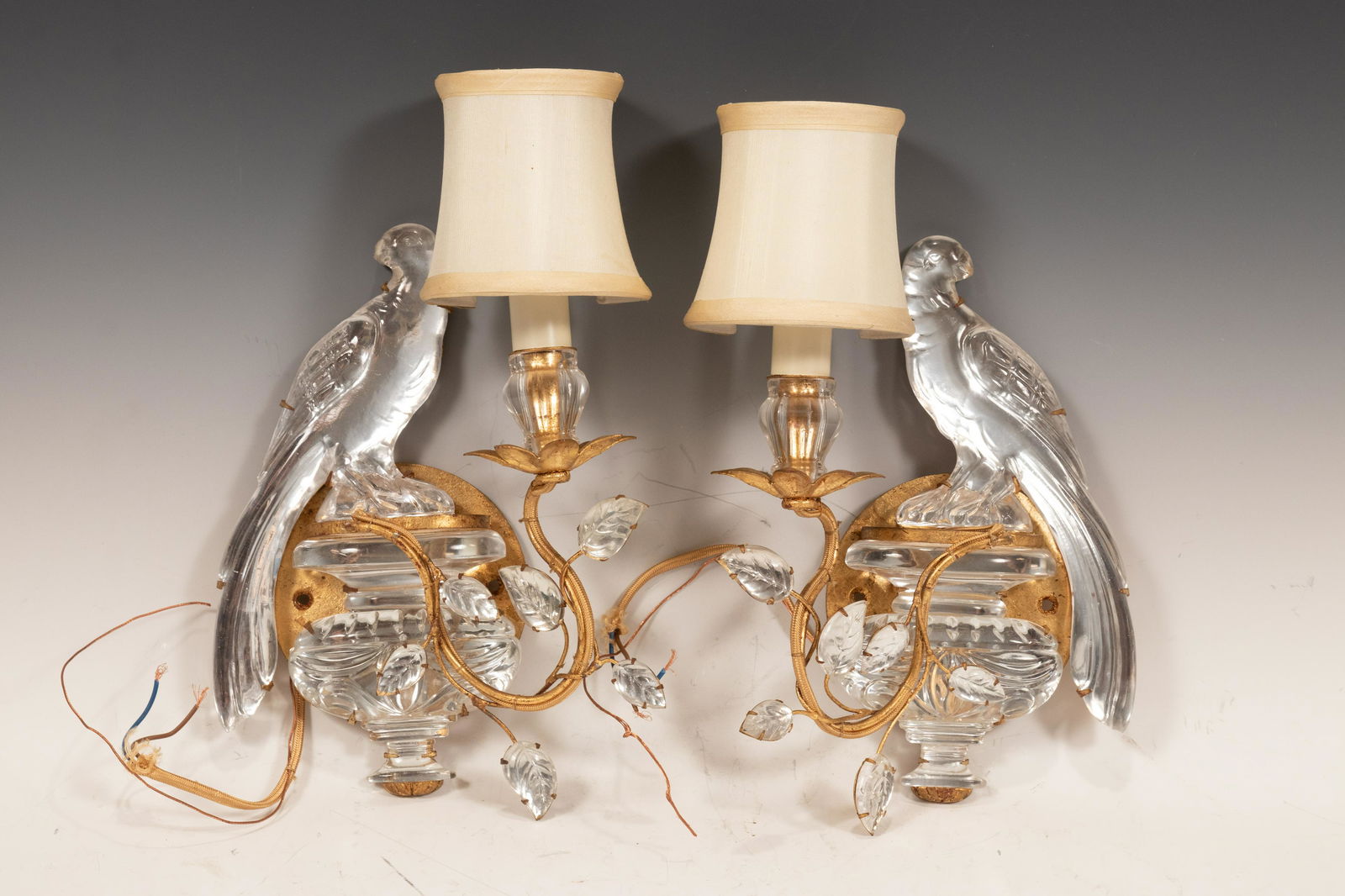 PARROT & URN FORM CRYSTAL SINGLE LIGHT SCONCES, PENDANT (1 of 4)