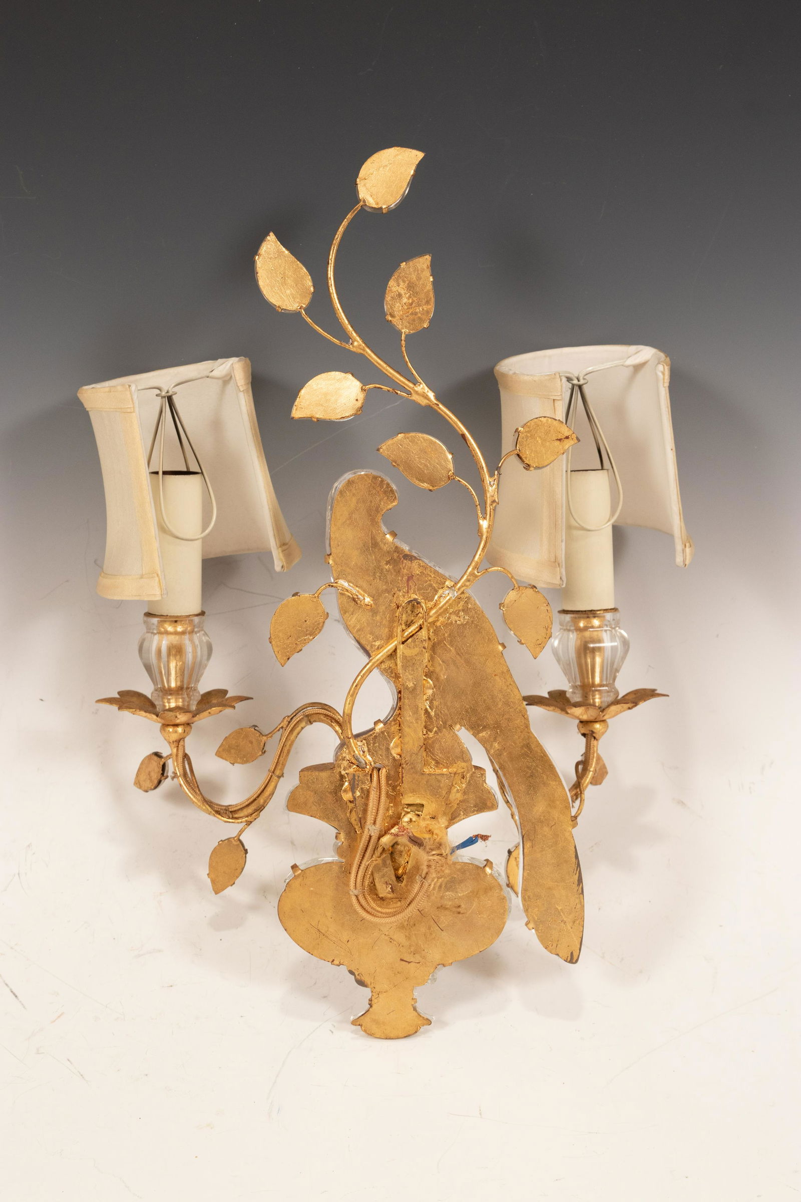 PARROT & URN FORM CRYSTAL TWO LIGHT SCONCE, H 16", W (1 of 4)