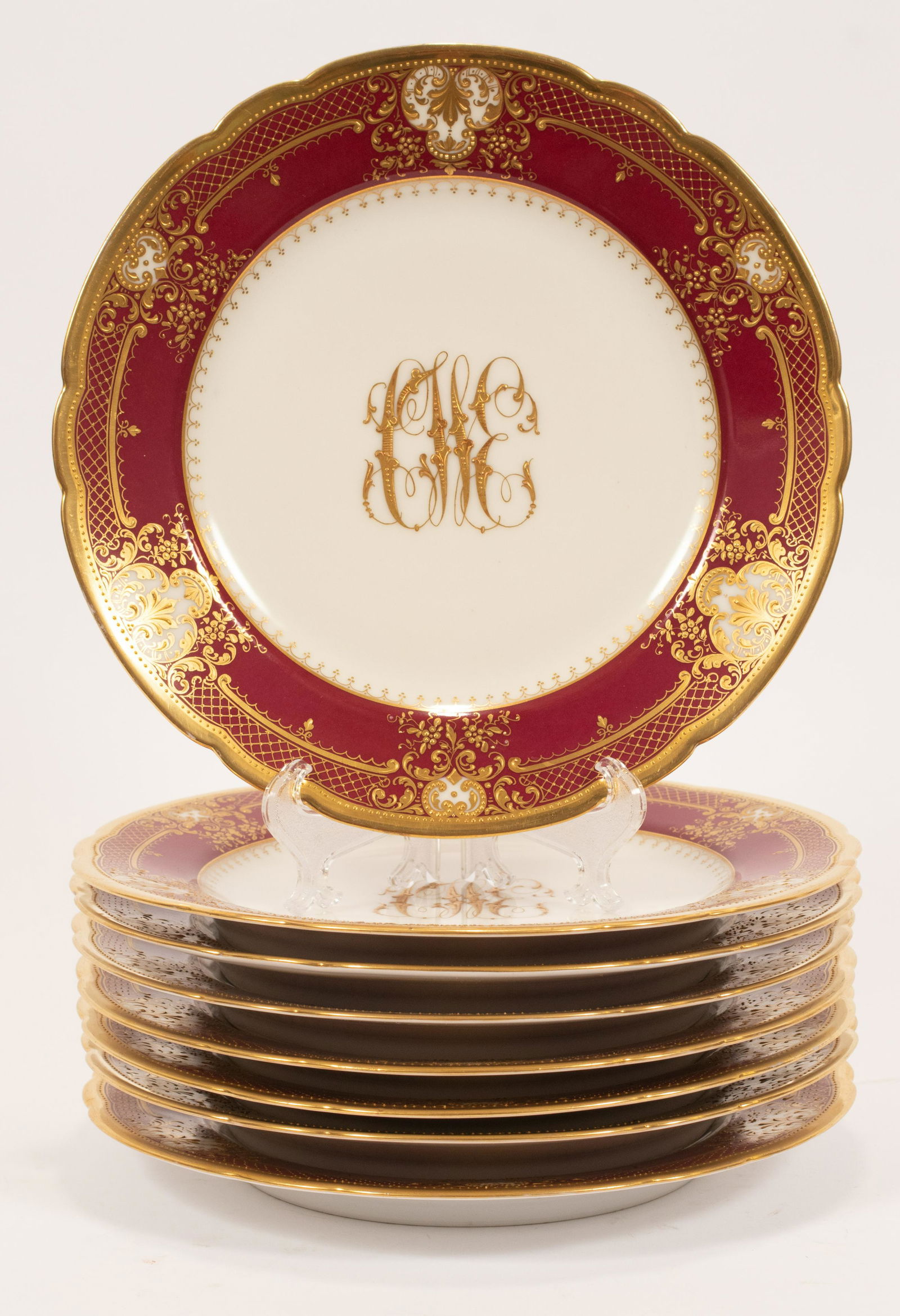 A. LAMM, DRESDEN PORCELAIN PLATES, C. 1880, 8 PCS, DIA (1 of 5)