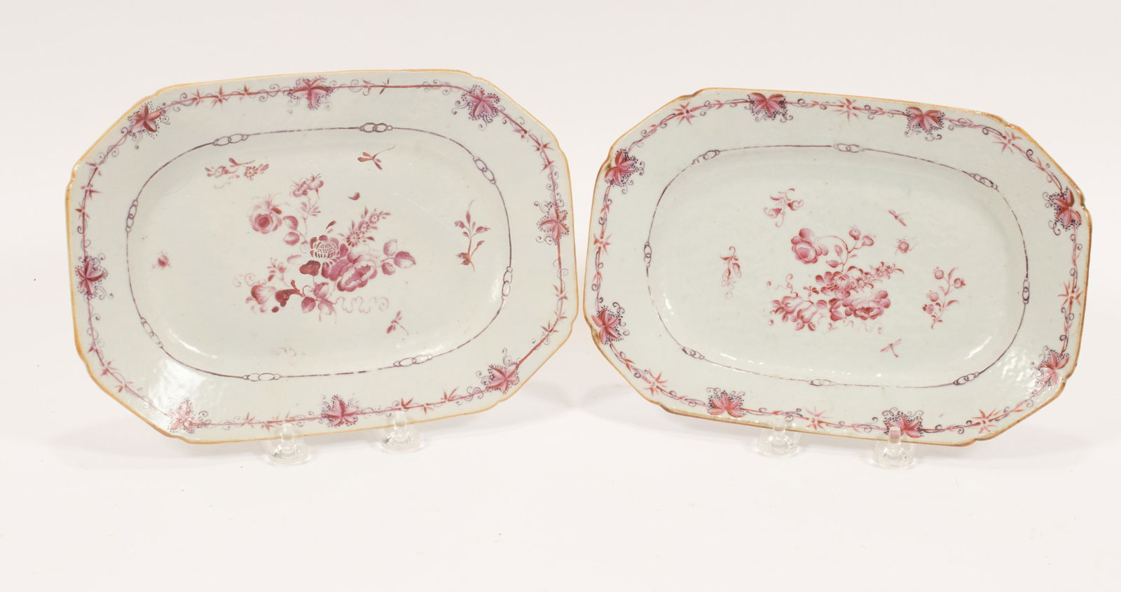 CHINESE EXPORT PORCELAIN DISHES, 18TH C, PAIR, W 9.75", (1 of 5)