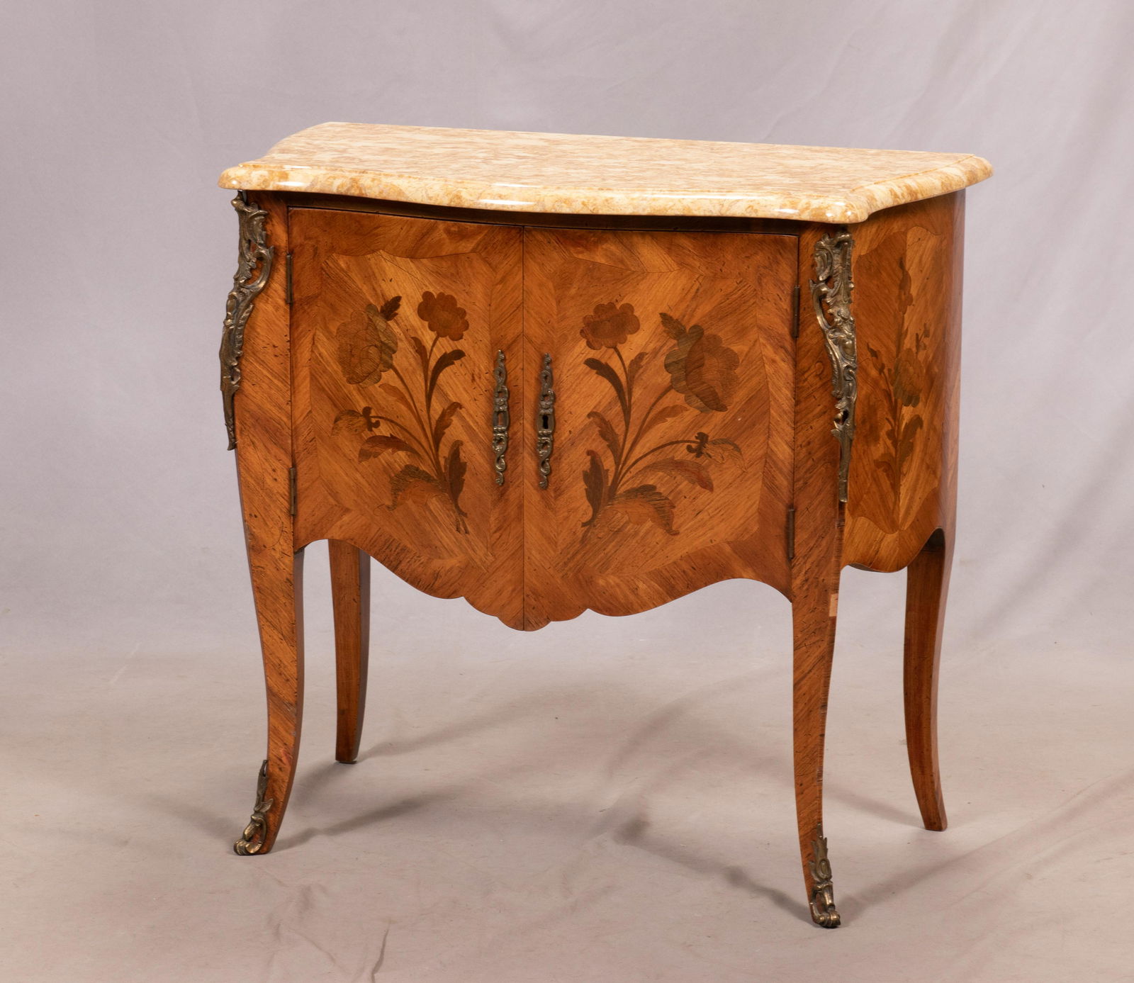 FRENCH MARBLE TOP, WALNUT COMMODE H 30" W 32" D 16" (1 of 6)