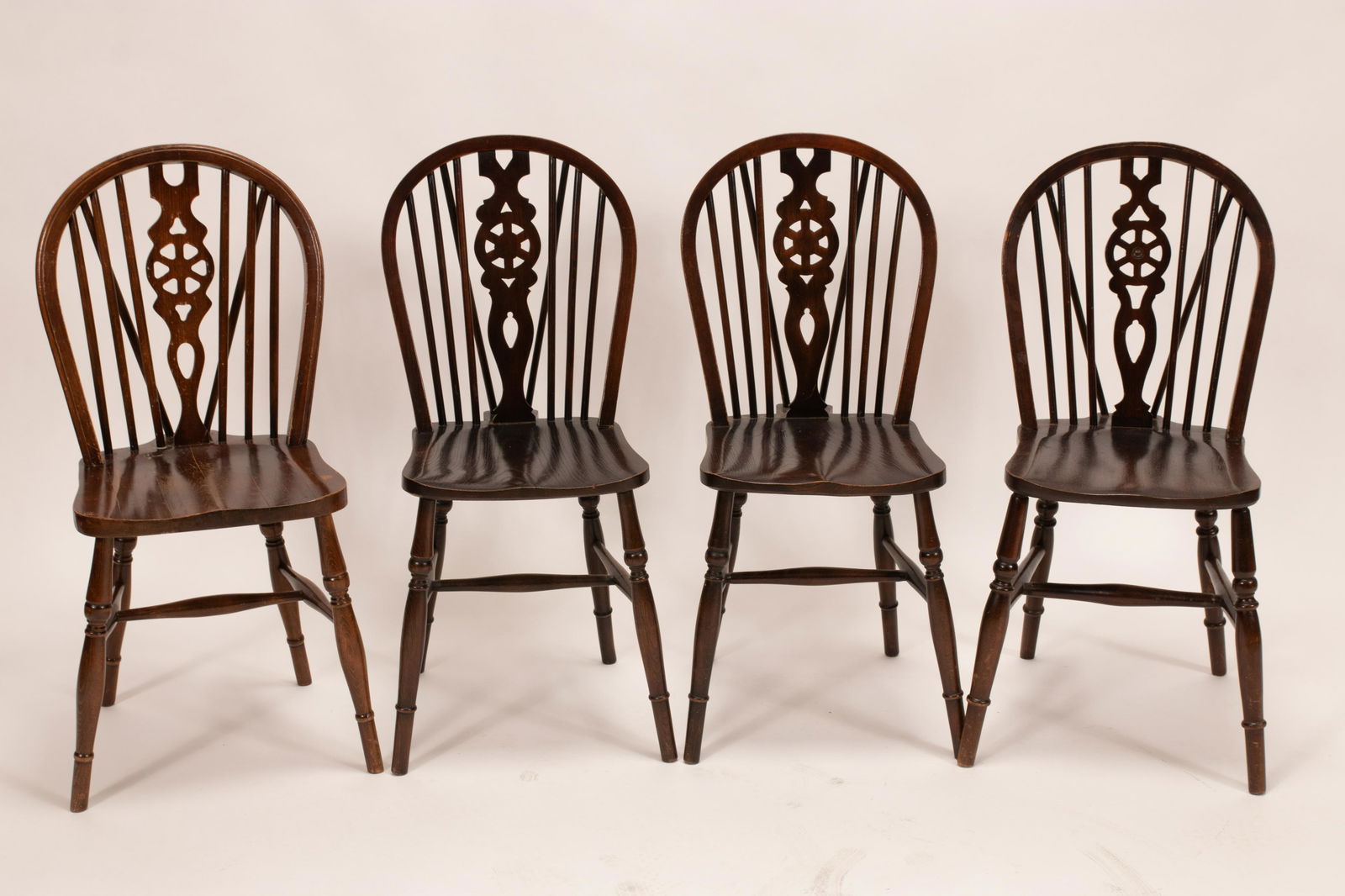 ENGLISH OAK BRACEBACK SIDE CHAIRS, SET OF FOUR H 38" W (1 of 11)