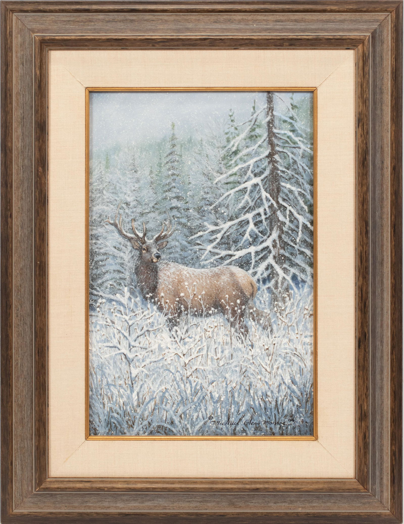 MICHAEL GLENN MONROE, OIL ON CANVAS 1999 H 18 W 12" ELK (1 of 5)