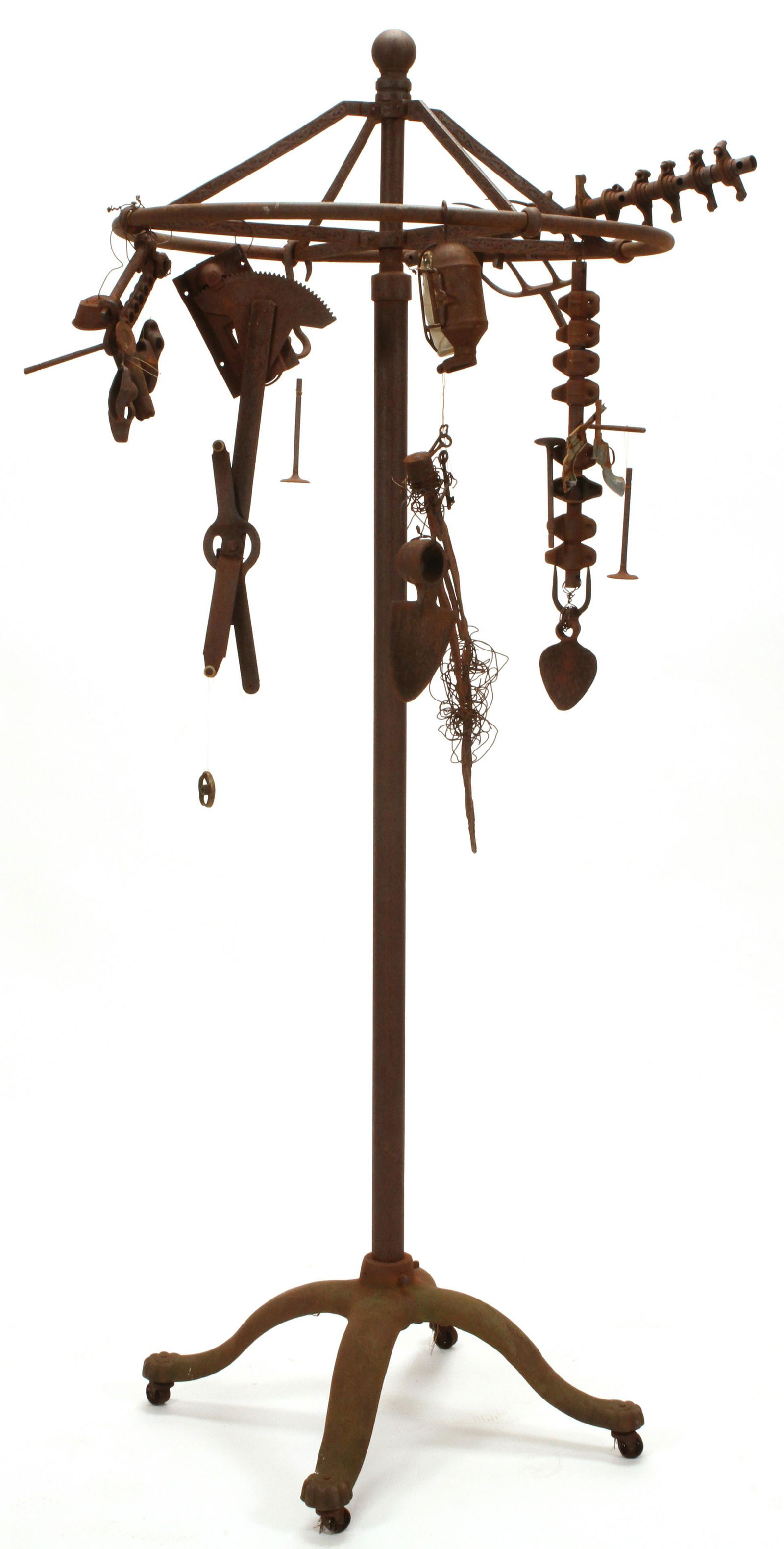 CONTEMPORARY IRON GARDEN SCULPTURE/ASSEMBLAGE H 80" DIA (1 of 4)