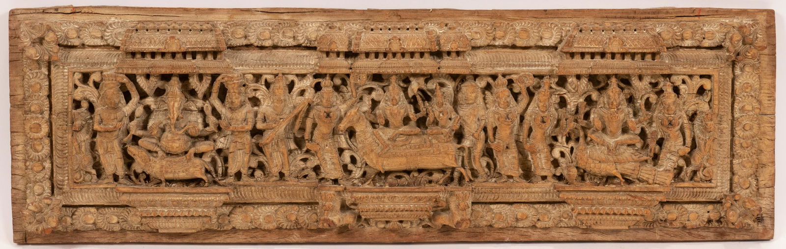 INDIAN CARVED WOODEN DOOR PANEL 18TH/19TH C.  H 9" W (1 of 9)