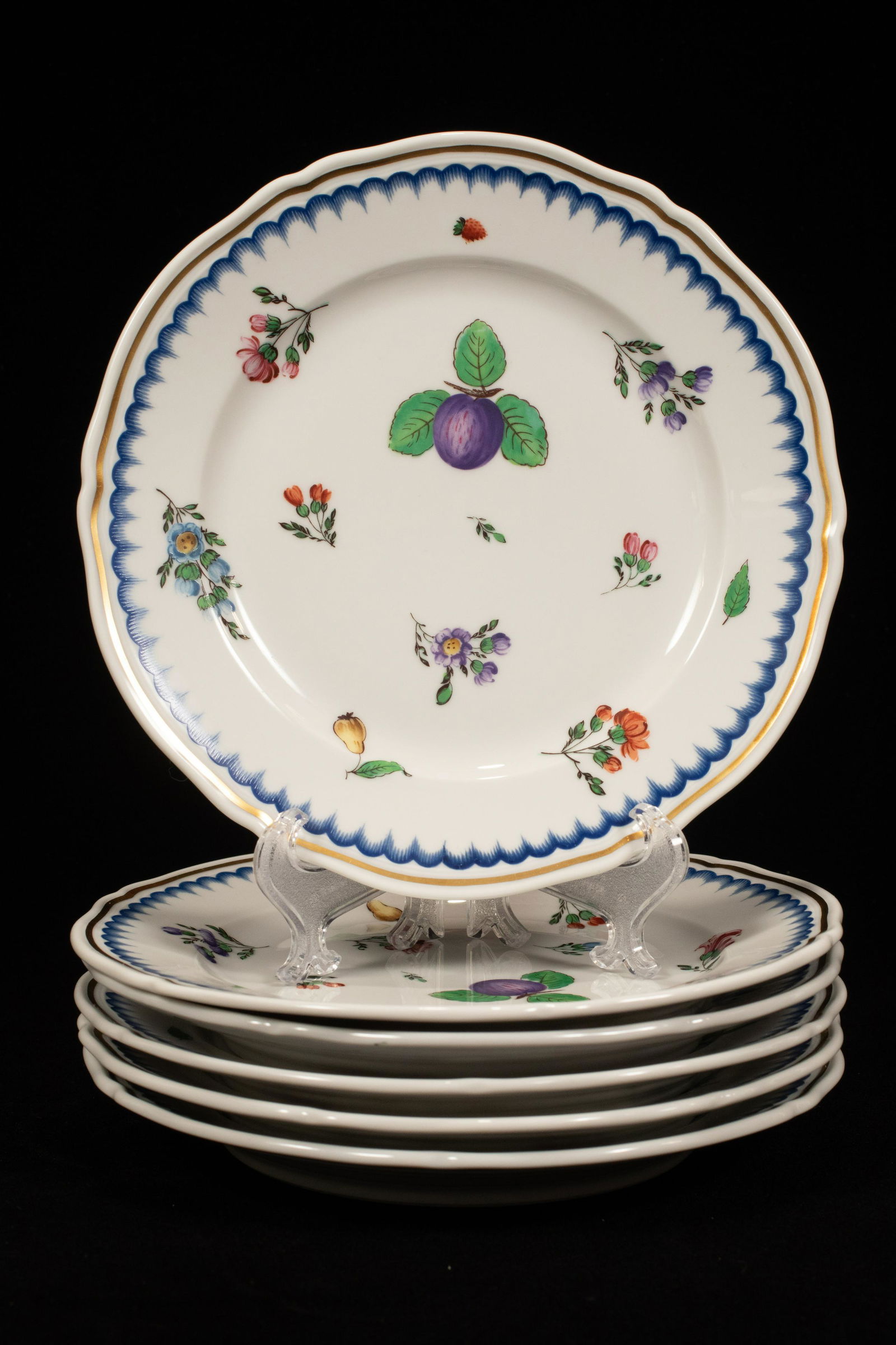 RICHARD GINORI,  PLATES, SIX DIA 7" FRUIT AND FLOWERS (1 of 3)