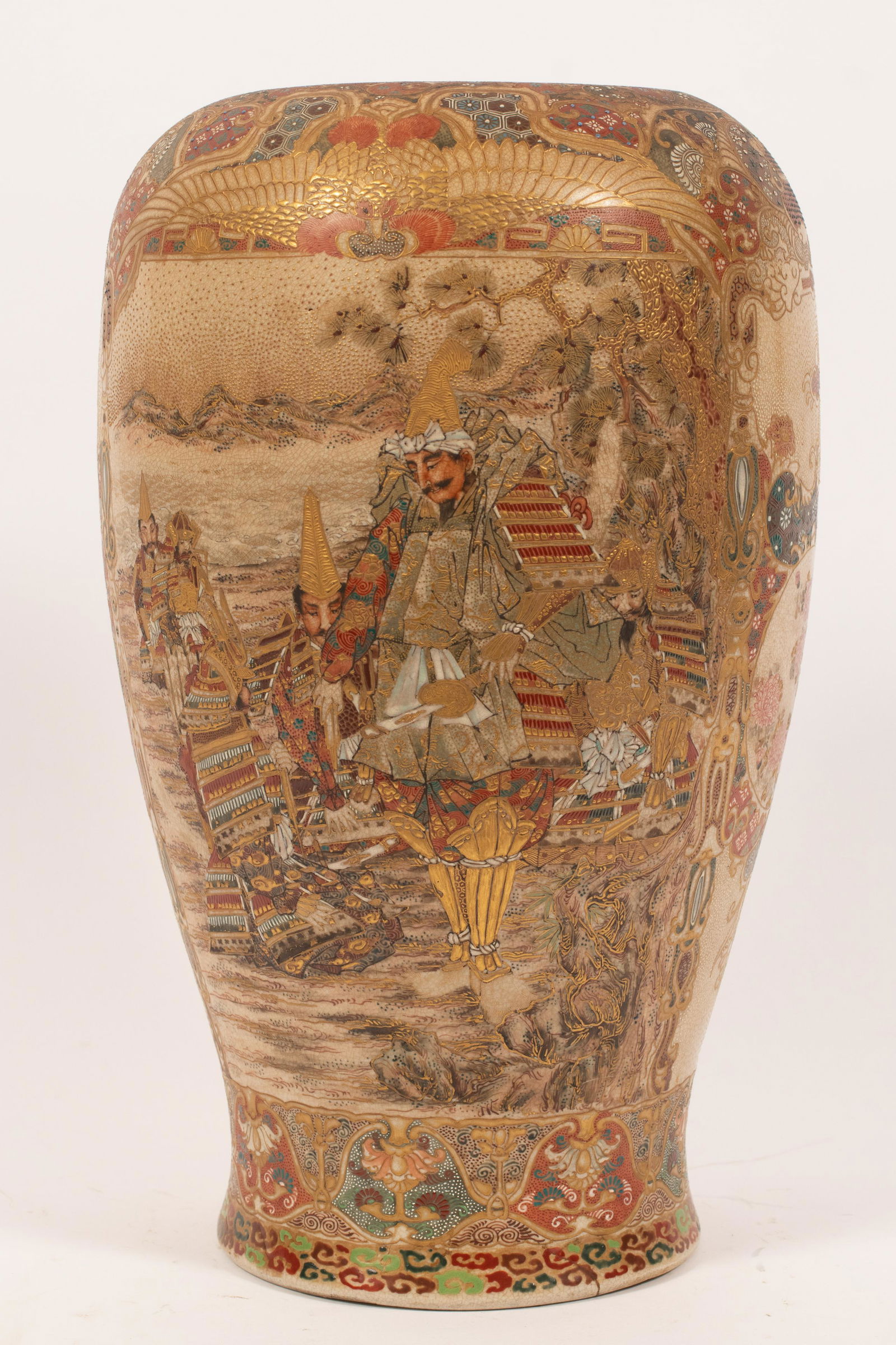 JAPANESE SATSUMA  ENAMEL AND GILT VASE 19TH.C. H 14.5" (1 of 11)