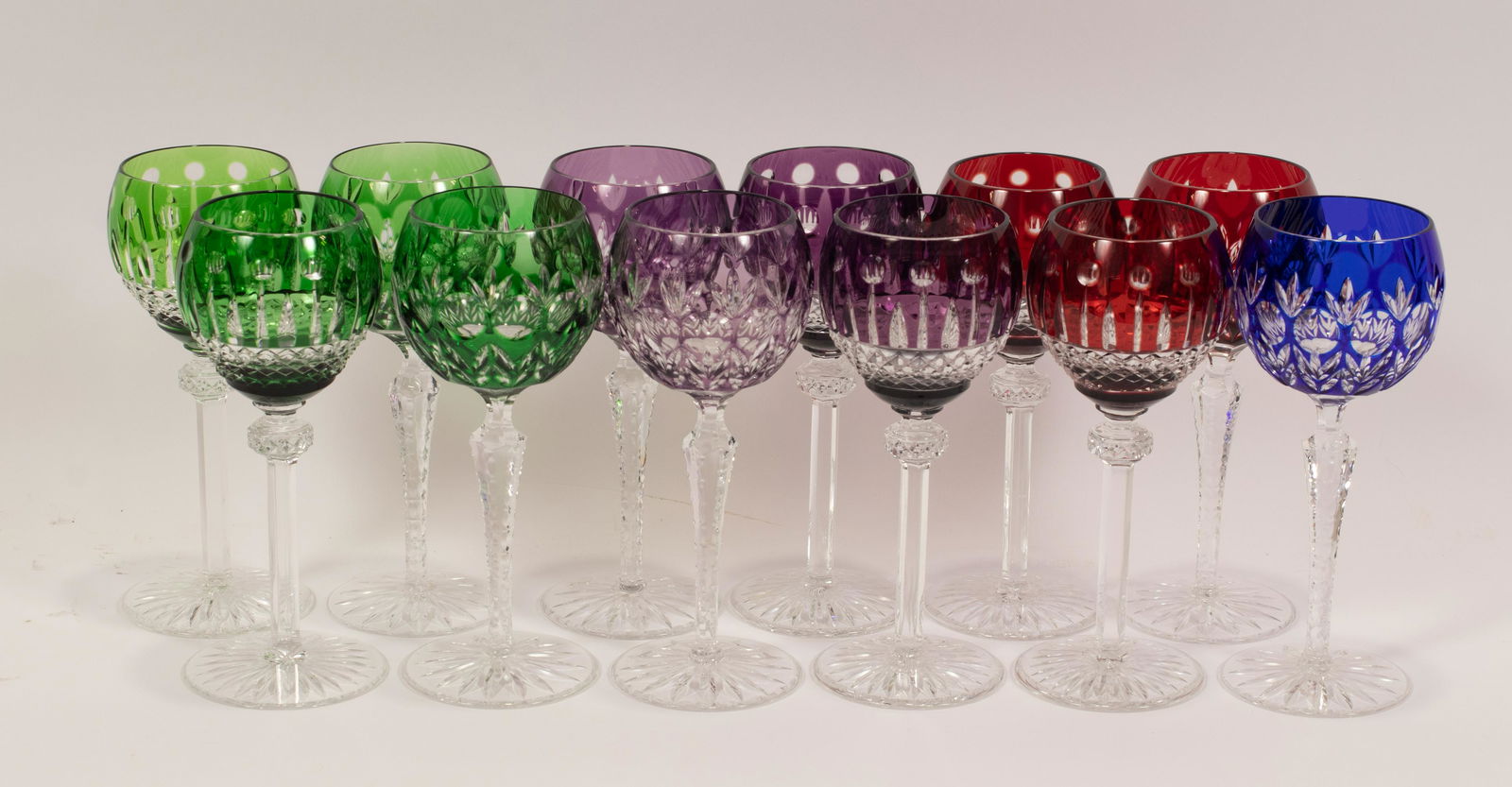 GERMAN OVERLAY CRYSTAL RHINE WINES, 12 H 8" (1 of 4)