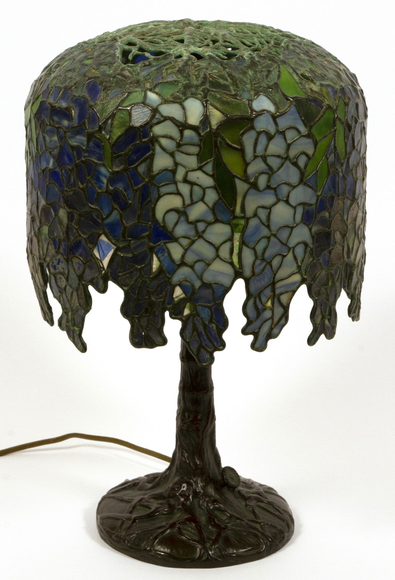 TIFFANY STYLE WISTERIA LEADED STAINED GLASS PONY LAMP (1 of 20)