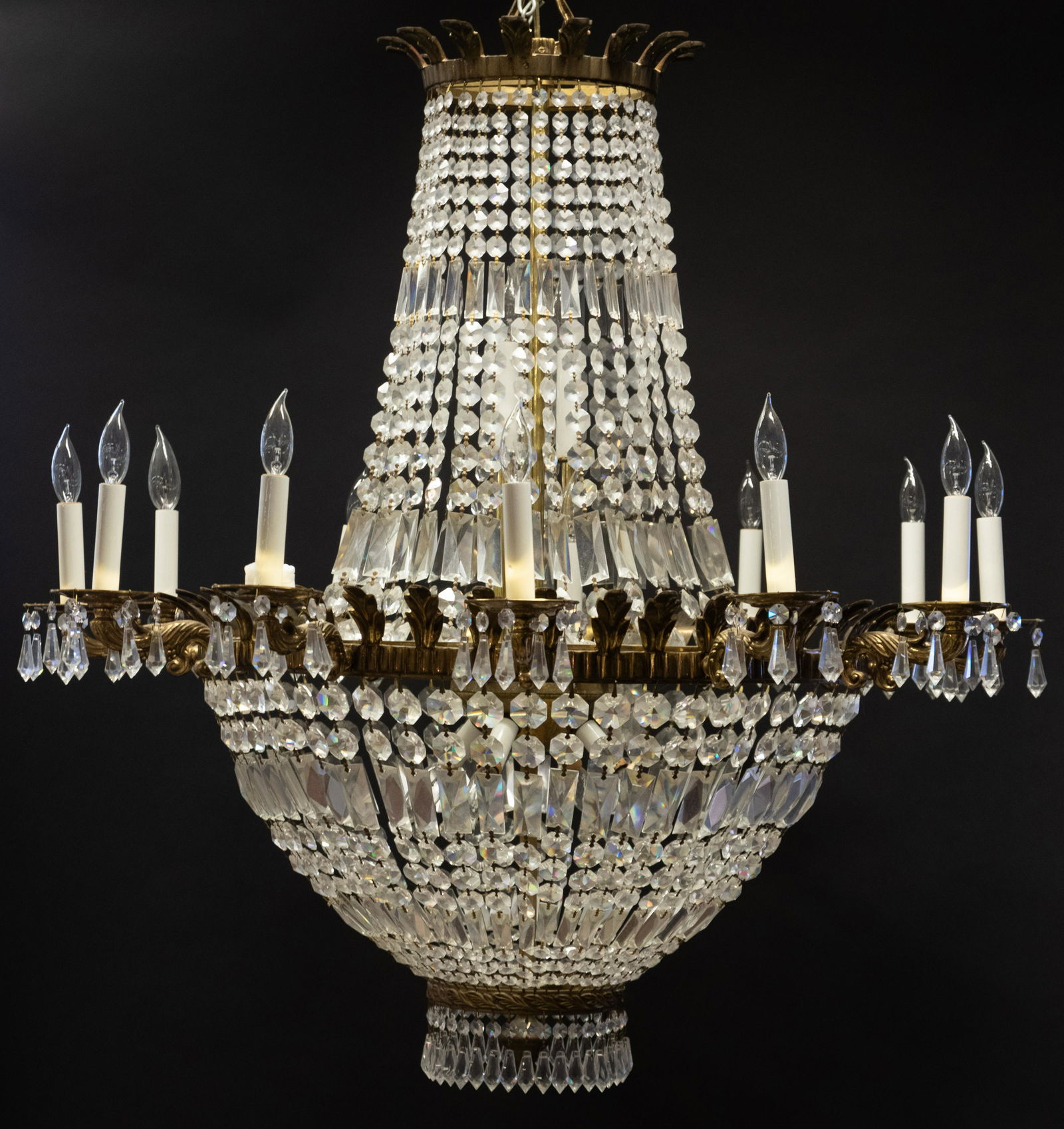 FRENCH EMPIRE STYLE CRYSTAL & BRASS 18 LIGHT (1 of 1)