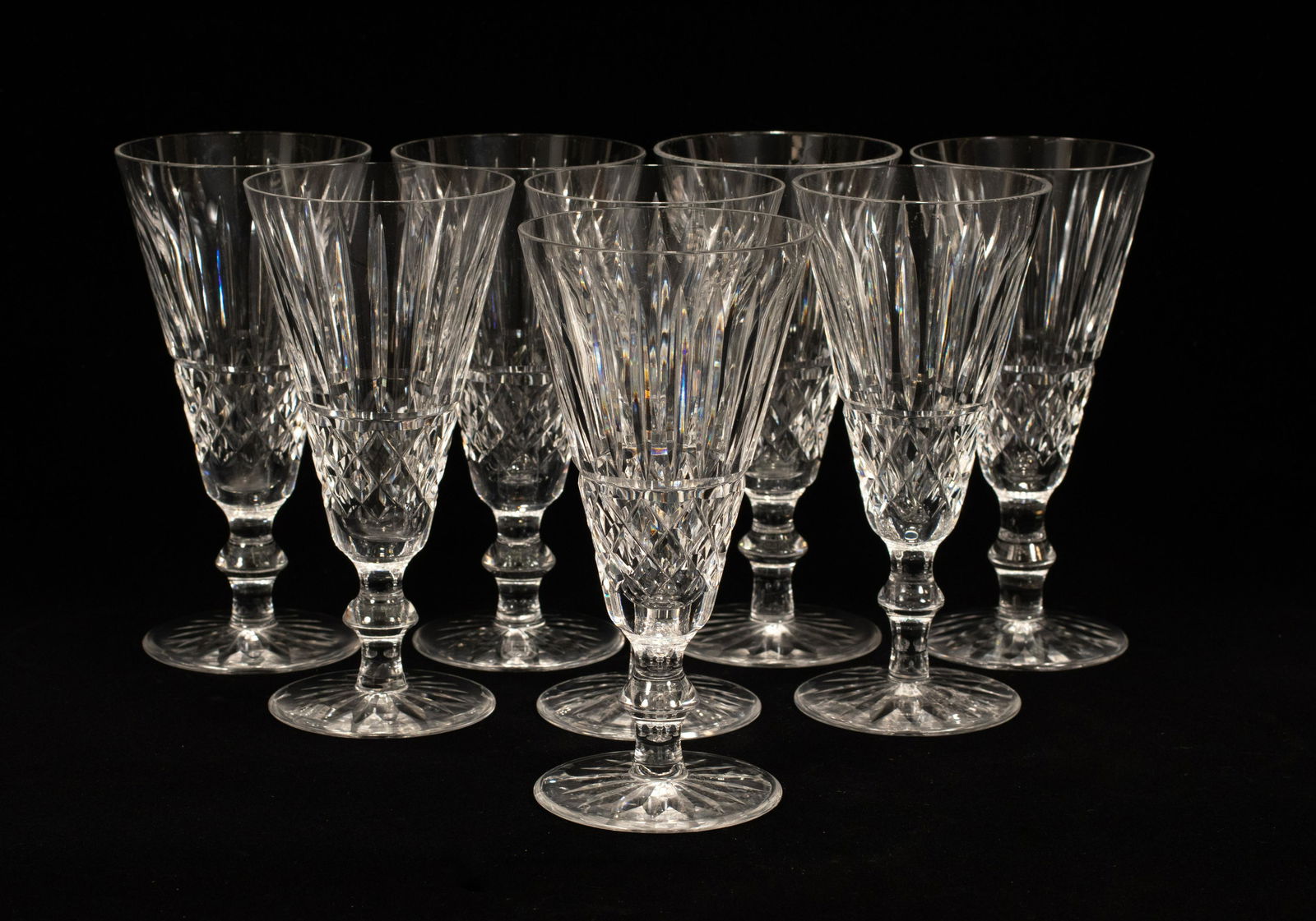 WATERFORD 'TRAMORE' CRYSTAL FLUTED CHAMPAGNES, 8 PCS, H (1 of 3)