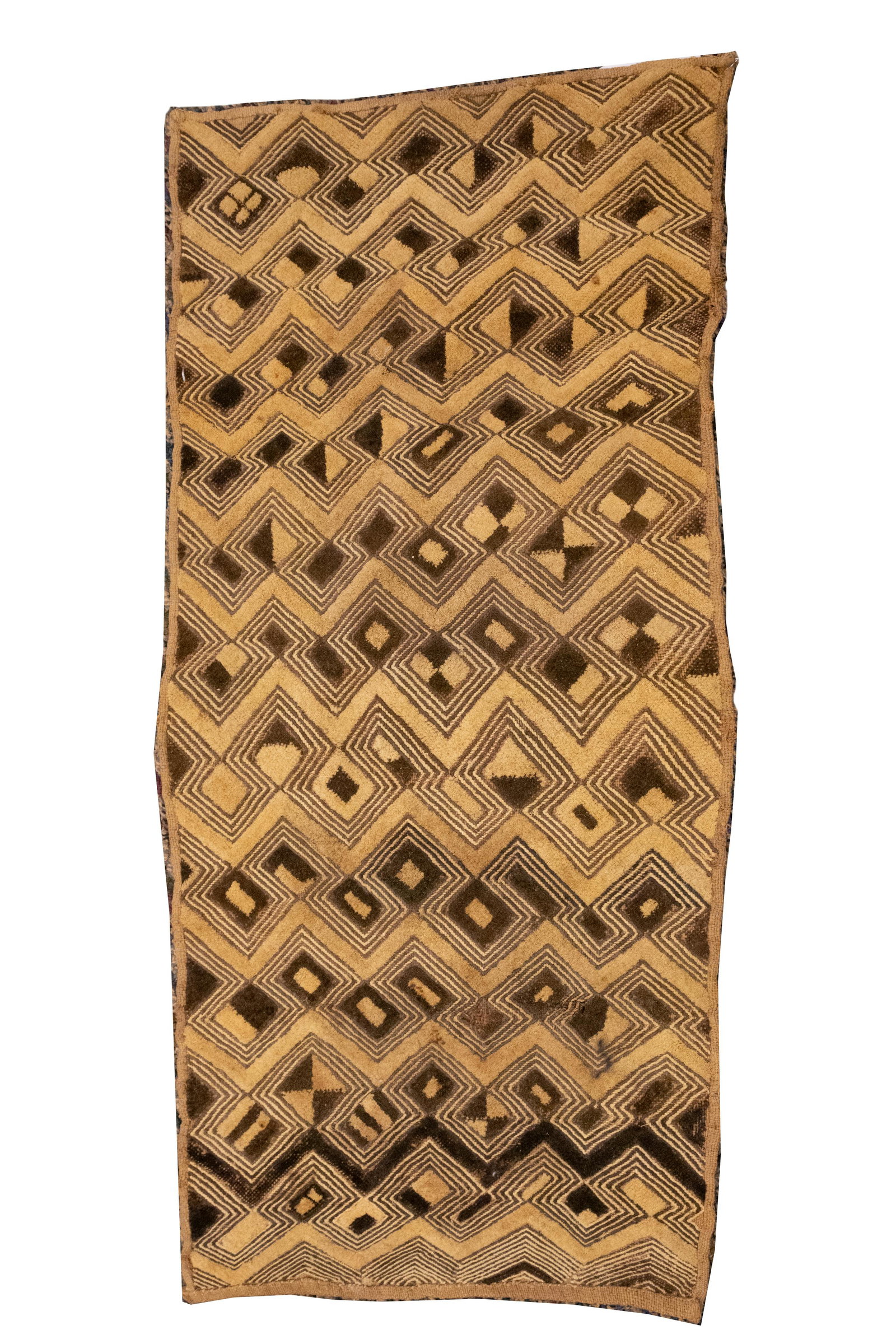 SHOOWA, CONGO AFRICAN CUT PILE EMBROIDERY TEXTILE: SHOOWA, CONGO AFRICAN CUT PILE EMBROIDERY TEXTILE Provenance: Estate of Jack Faxon, Michigan Senator and creator of the Michigan Council for the Arts.