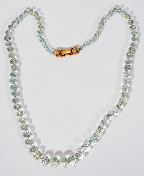 275 CT. ROSE CUT AQUAMARINE BEAD NECKLACE L 21"