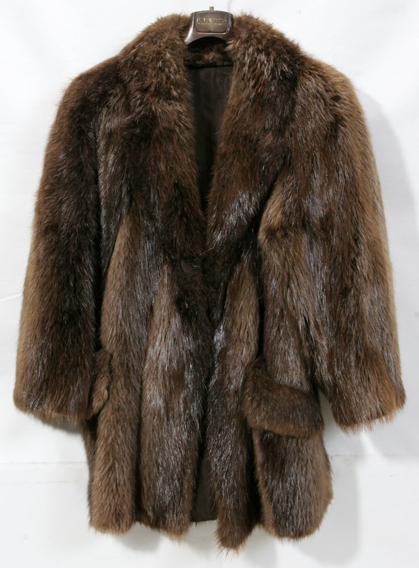 BEAVER COAT: BEAVER COAT:3/4 length beaver coat, full length sleeves; "Enzo Made In Italy" label;