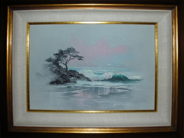 JULIE GREGORY, OIL ON CANVAS 10" X 14" "SURF": JULIE GREGORY, OIL ON CANVAS 10" X 14" "SURF":Signed. Size is canvas only. Framed. From the Collection of Alfred S. Warren.