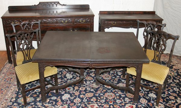 BERKEY & GAY MAHOGANY DINING SET C. 1930, 7 PCS