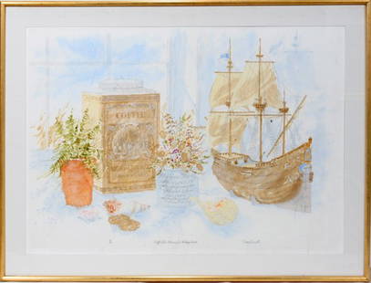 DAVIS CARROLL, LITHOGRAPH, 24" X 35", #14/40: DAVIS CARROLL, LITHOGRAPH, 24" X 35", #14/40:Pencil signed and numbered. Framed. Size is paper or image size.